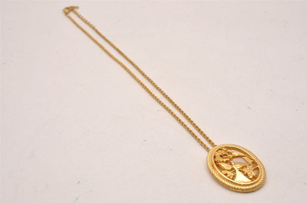 Authentic Christian Dior Gold Tone Chain Pendant Necklace CD 0536J