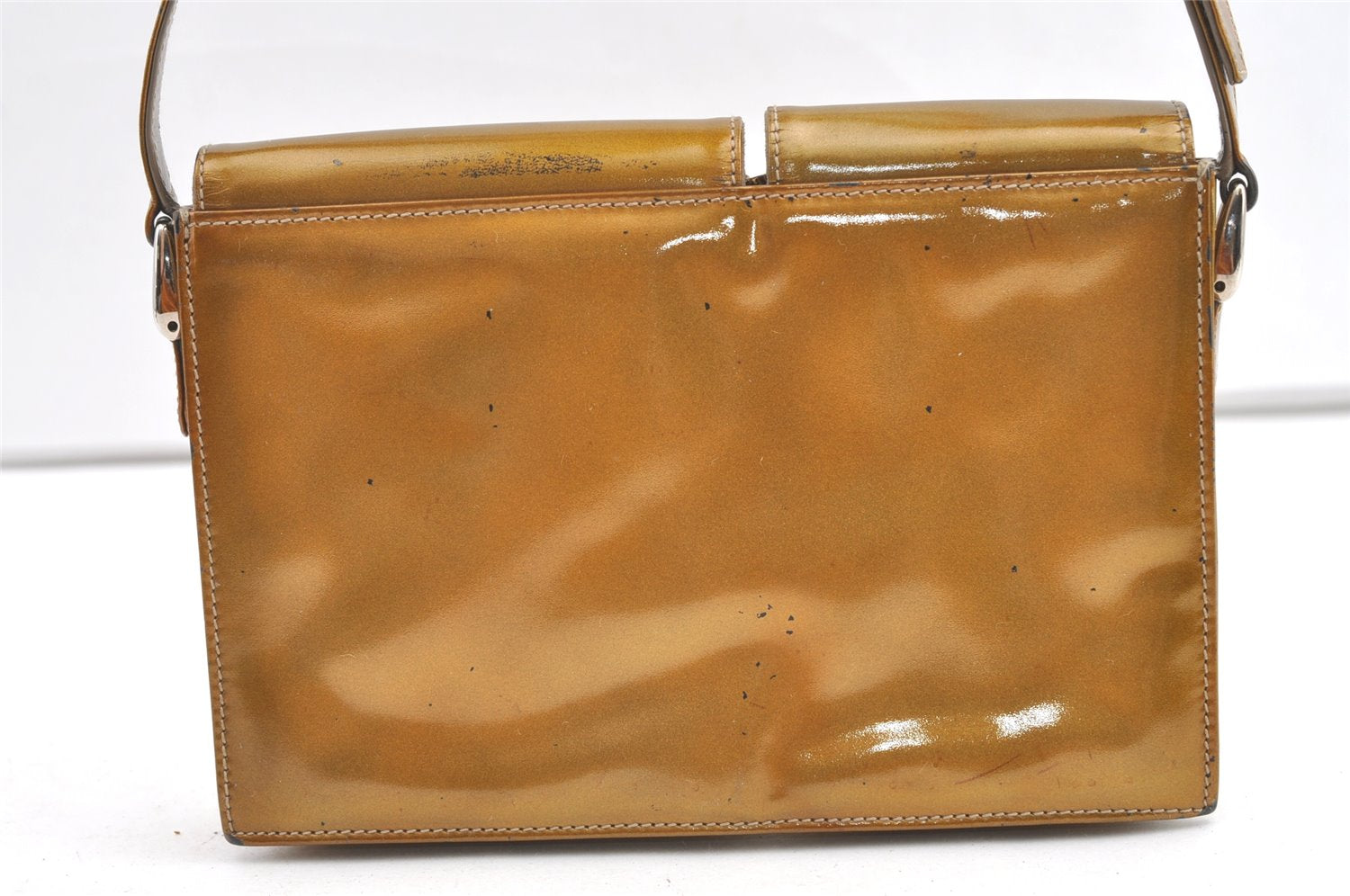 Authentic GUCCI Vintage Shoulder Hand Bag Purse Enamel Gold 0536K