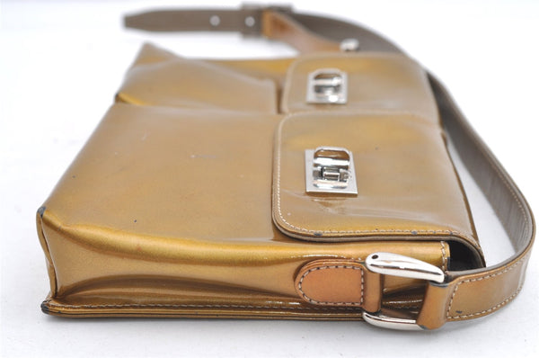 Authentic GUCCI Vintage Shoulder Hand Bag Purse Enamel Gold 0536K