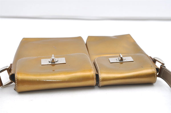 Authentic GUCCI Vintage Shoulder Hand Bag Purse Enamel Gold 0536K