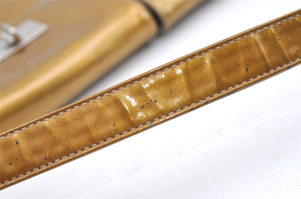 Authentic GUCCI Vintage Shoulder Hand Bag Purse Enamel Gold 0536K