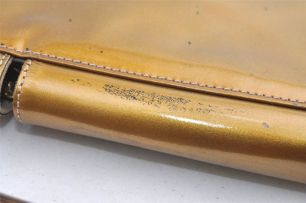 Authentic GUCCI Vintage Shoulder Hand Bag Purse Enamel Gold 0536K