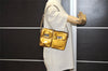 Authentic GUCCI Vintage Shoulder Hand Bag Purse Enamel Gold 0536K
