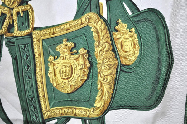 Authentic HERMES Carre 90 Scarf "BRIDES de GALA par" Silk Green 0537K