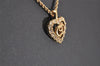 Authentic Christian Dior Gold Tone Chain Rhinestone Pendant Necklace CD 0538J