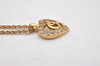 Authentic Christian Dior Gold Tone Chain Rhinestone Pendant Necklace CD 0538J