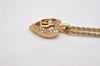 Authentic Christian Dior Gold Tone Chain Rhinestone Pendant Necklace CD 0538J