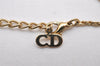 Authentic Christian Dior Gold Tone Chain Rhinestone Pendant Necklace CD 0538J