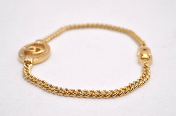 Authentic Christian Dior Chain Rhinestone Bracelet Gold Tone CD 0539J