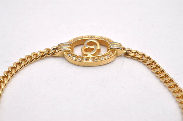 Authentic Christian Dior Chain Rhinestone Bracelet Gold Tone CD 0539J