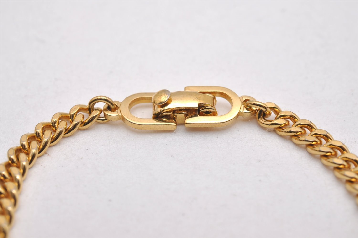 Authentic Christian Dior Chain Rhinestone Bracelet Gold Tone CD 0539J