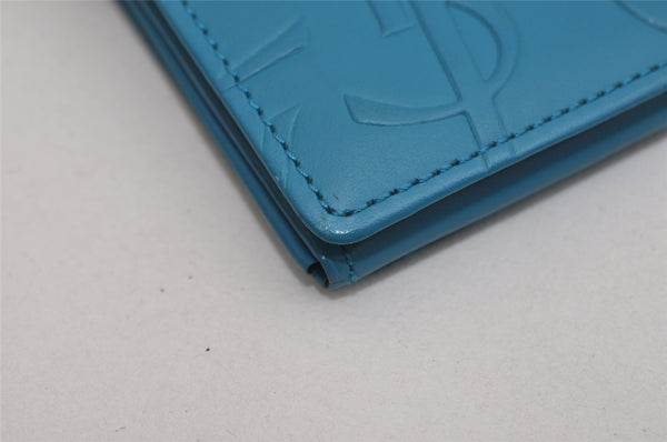 Authentic YVES SAINT LAURENT Long Wallet Purse Leather Light Blue 0540K