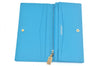 Authentic YVES SAINT LAURENT Long Wallet Purse Leather Light Blue 0540K