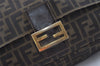 Authentic FENDI Zucca Mamma Baguette Shoulder Bag Canvas Leather Brown 0541J