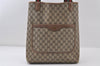 Authentic GUCCI Web Sherry Line Shoulder Tote Bag GG PVC Leather Brown 0543J