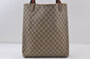 Authentic GUCCI Web Sherry Line Shoulder Tote Bag GG PVC Leather Brown 0543J