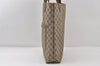 Authentic GUCCI Web Sherry Line Shoulder Tote Bag GG PVC Leather Brown 0543J
