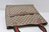 Authentic GUCCI Web Sherry Line Shoulder Tote Bag GG PVC Leather Brown 0543J