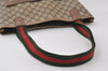 Authentic GUCCI Web Sherry Line Shoulder Tote Bag GG PVC Leather Brown 0543J