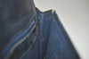 Authentic GUCCI Vintage Sherry Line Pouch Purse GG PVC Leather Navy Blue 0543K