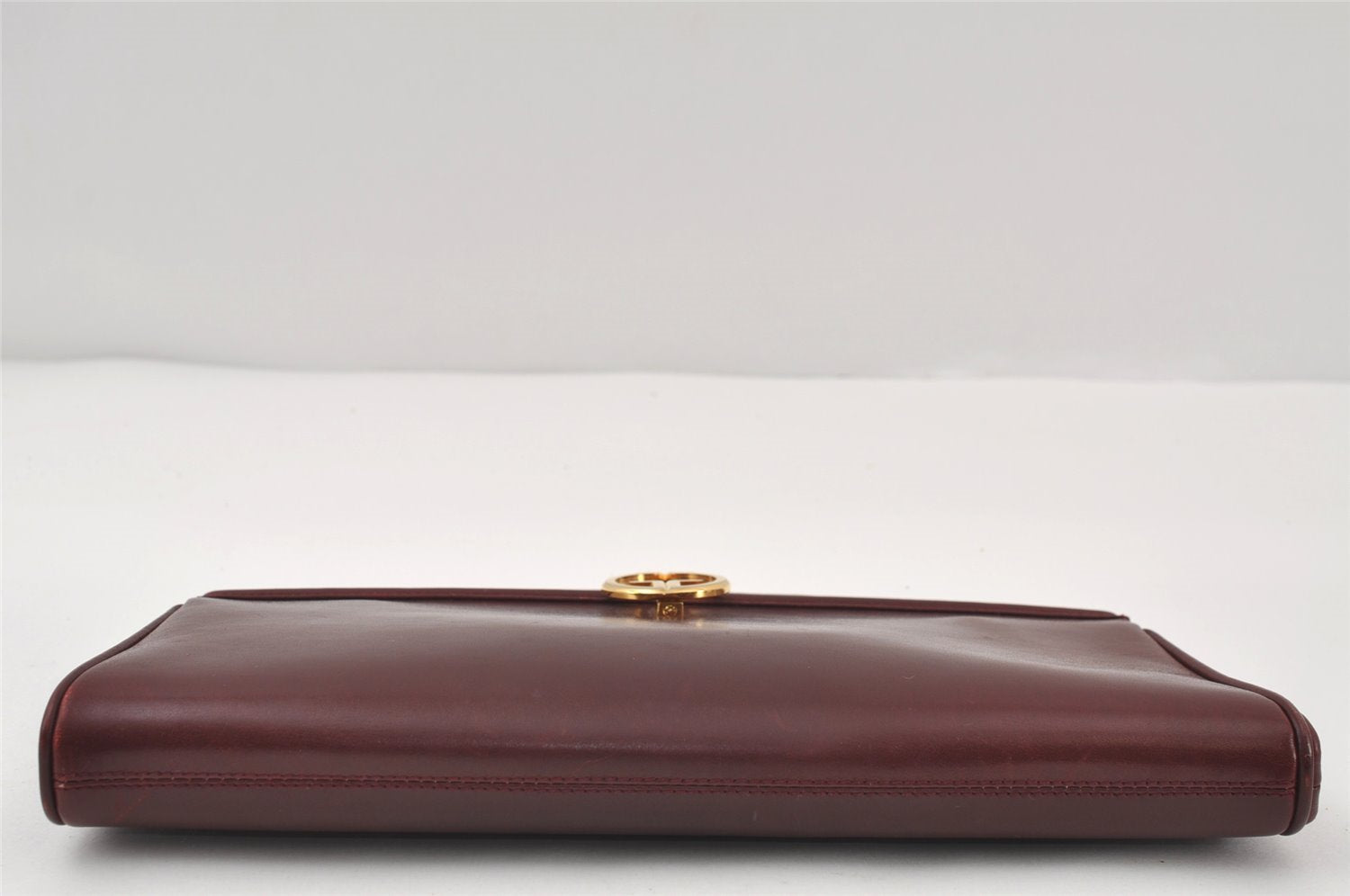 Authentic GUCCI Vintage Clutch Hand Bag Leather Bordeaux 0544J