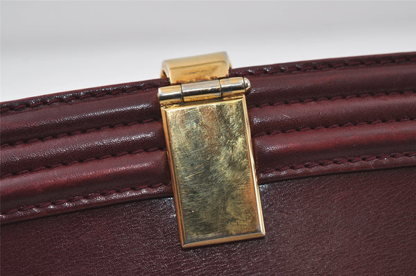 Authentic GUCCI Vintage Clutch Hand Bag Leather Bordeaux 0544J
