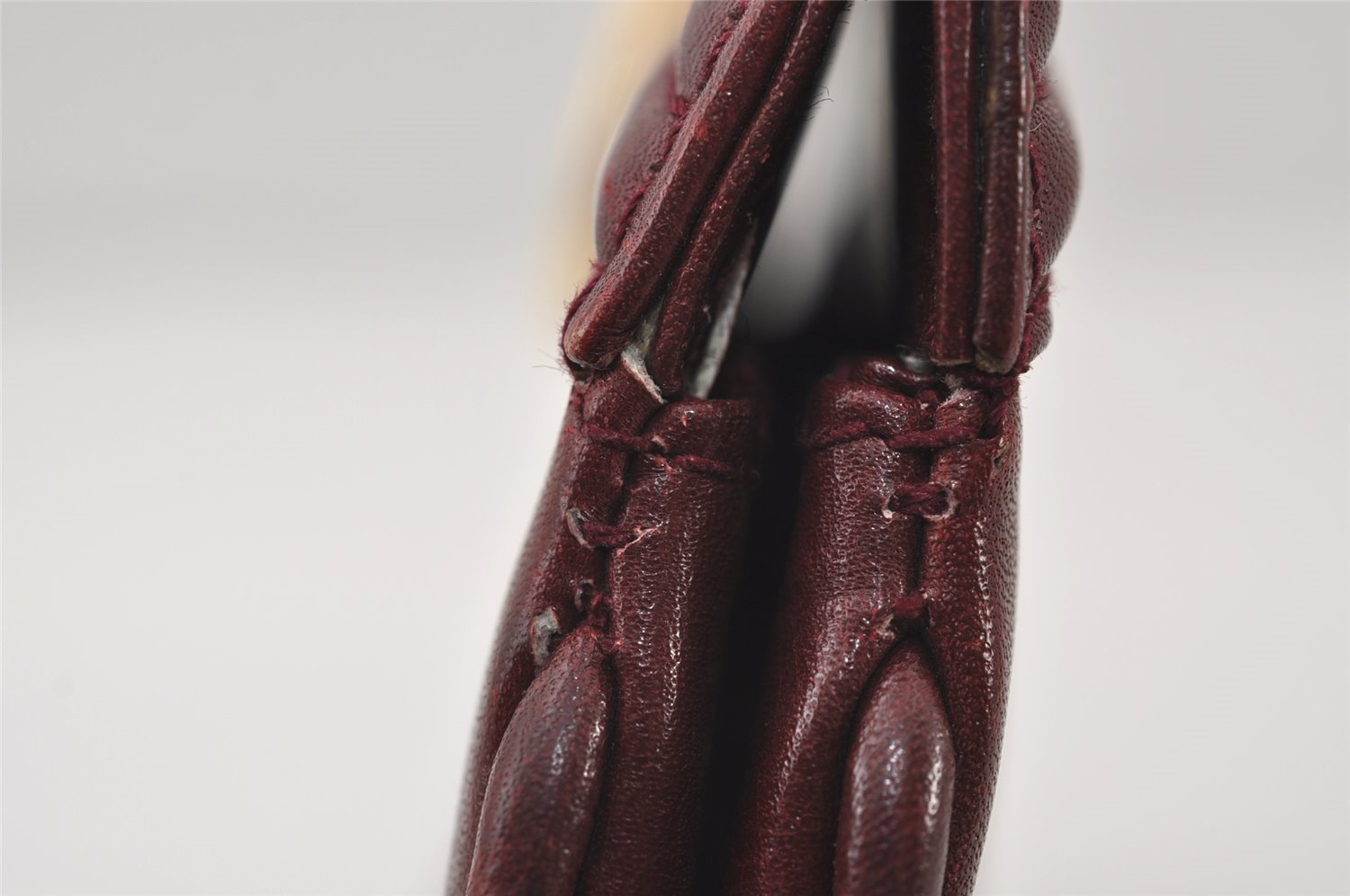 Authentic GUCCI Vintage Clutch Hand Bag Leather Bordeaux 0544J