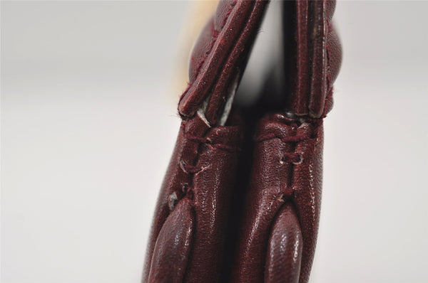 Authentic GUCCI Vintage Clutch Hand Bag Leather Bordeaux 0544J