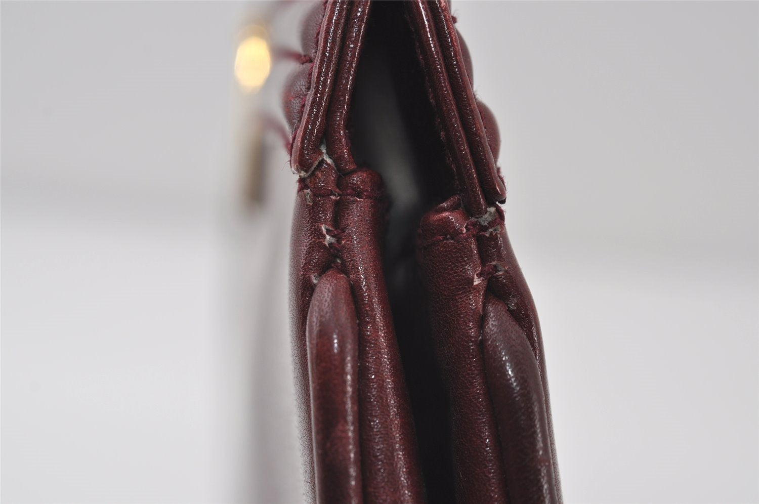 Authentic GUCCI Vintage Clutch Hand Bag Leather Bordeaux 0544J