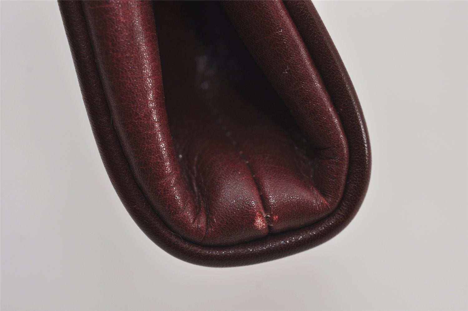 Authentic GUCCI Vintage Clutch Hand Bag Leather Bordeaux 0544J