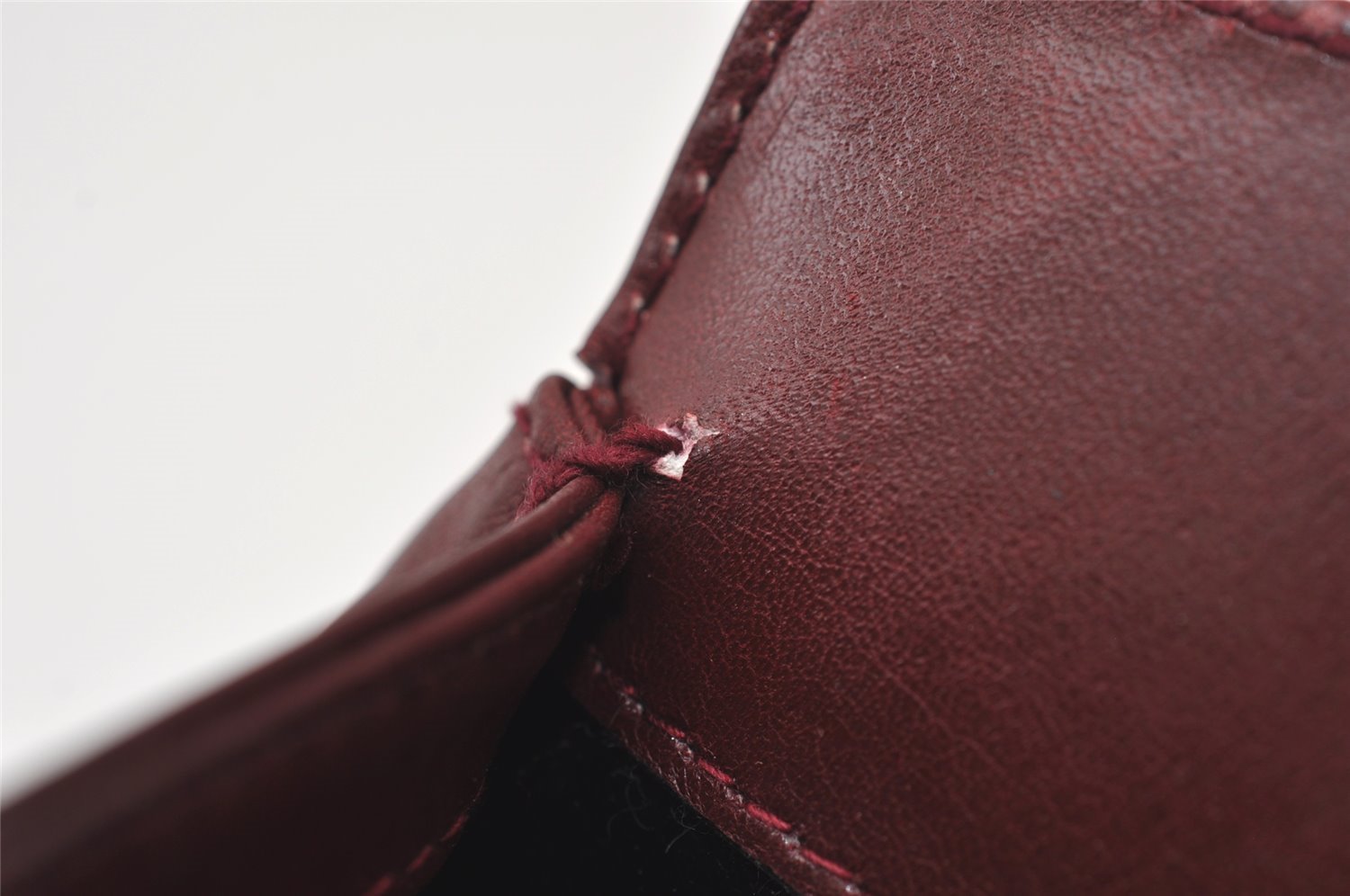 Authentic GUCCI Vintage Clutch Hand Bag Leather Bordeaux 0544J