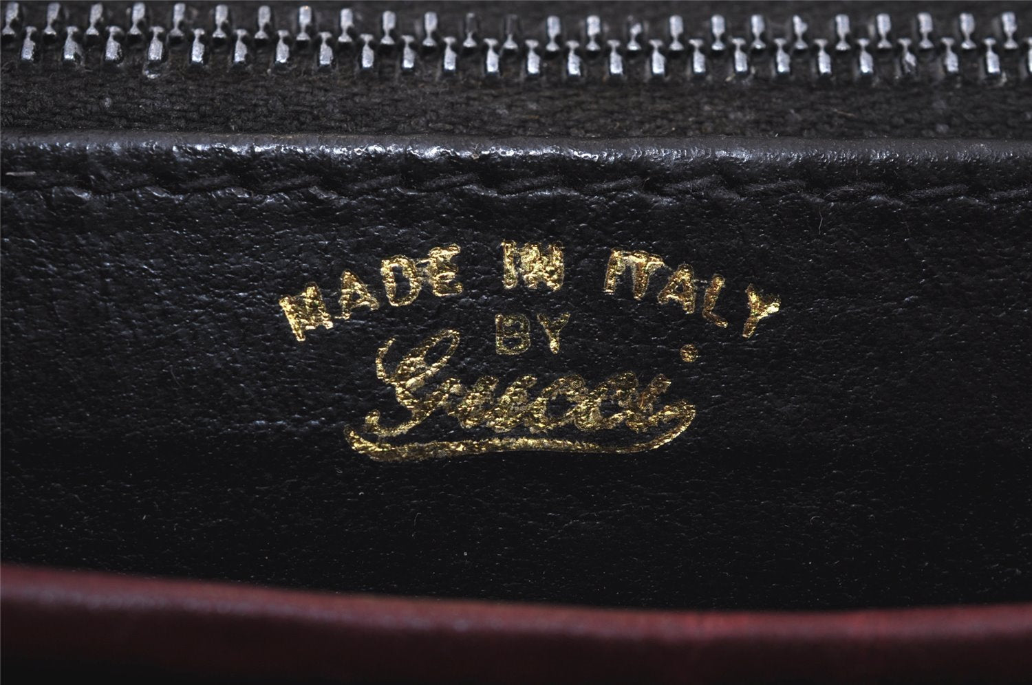 Authentic GUCCI Vintage Clutch Hand Bag Leather Bordeaux 0544J