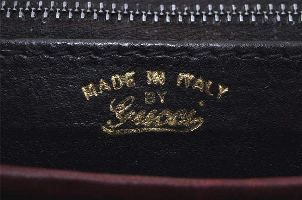 Authentic GUCCI Vintage Clutch Hand Bag Leather Bordeaux 0544J