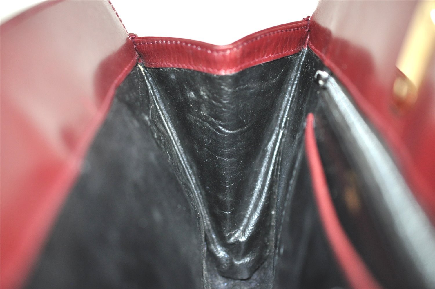 Authentic GUCCI Vintage Clutch Hand Bag Leather Bordeaux 0544J