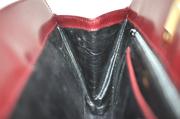 Authentic GUCCI Vintage Clutch Hand Bag Leather Bordeaux 0544J