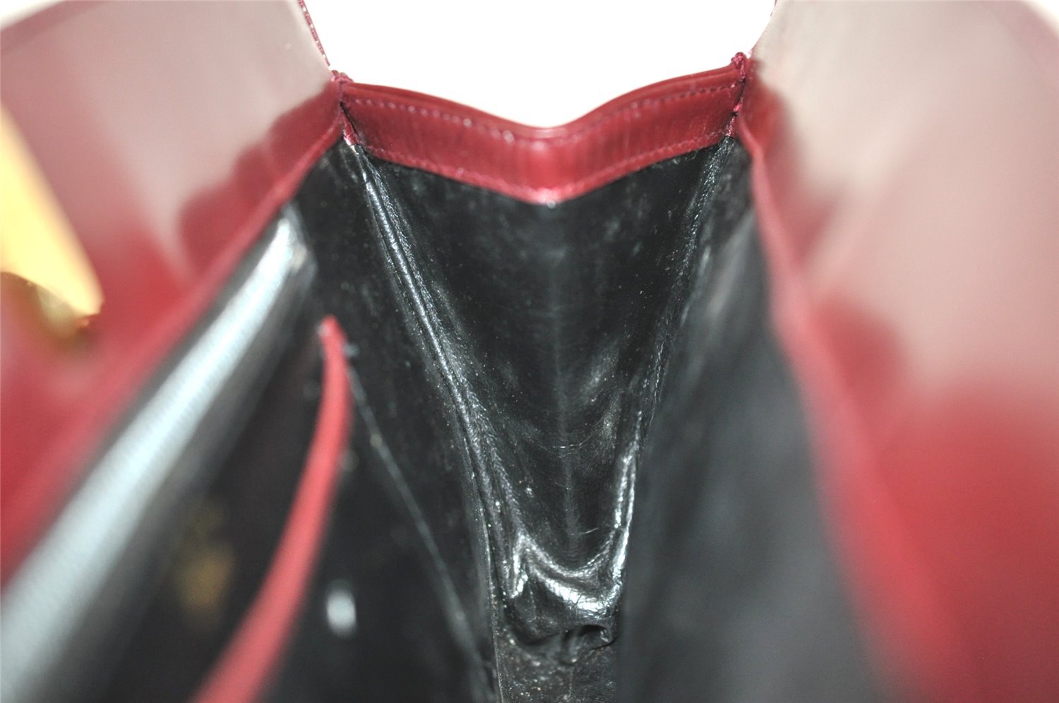 Authentic GUCCI Vintage Clutch Hand Bag Leather Bordeaux 0544J