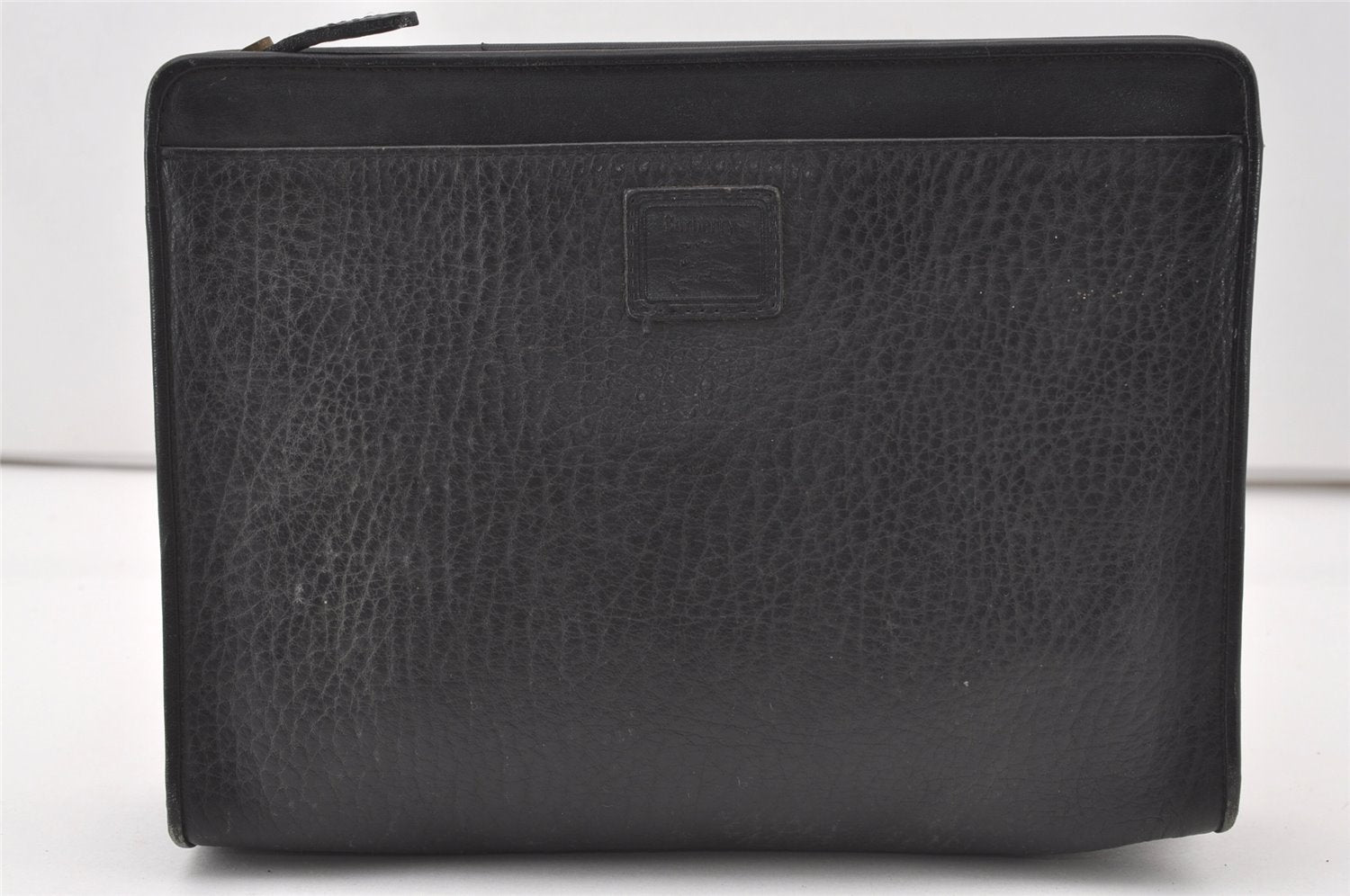 Authentic Burberrys Vintage Leather Clutch Hand Bag Purse Black 0545J