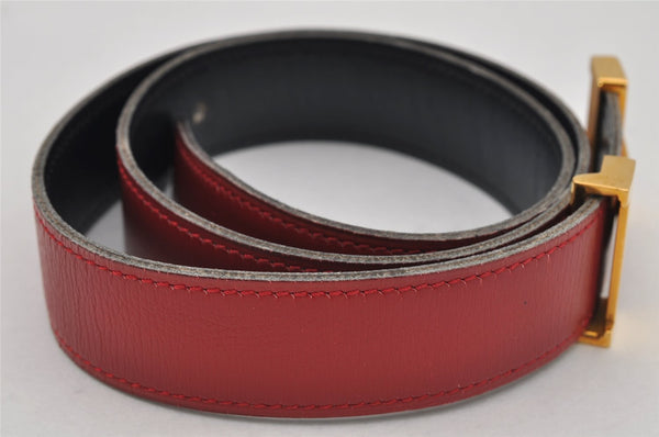 Authentic HERMES Constance Leather Belt Size 25.6-27.2" Red Black 0545K