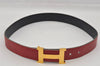 Authentic HERMES Constance Leather Belt Size 25.6-27.2" Red Black 0545K