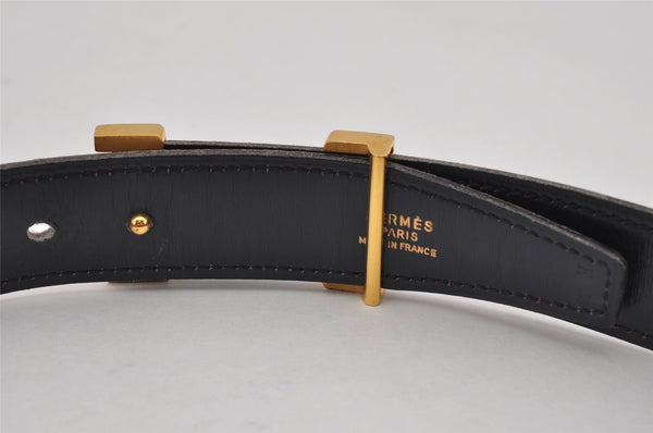 Authentic HERMES Constance Leather Belt Size 25.6-27.2" Red Black 0545K