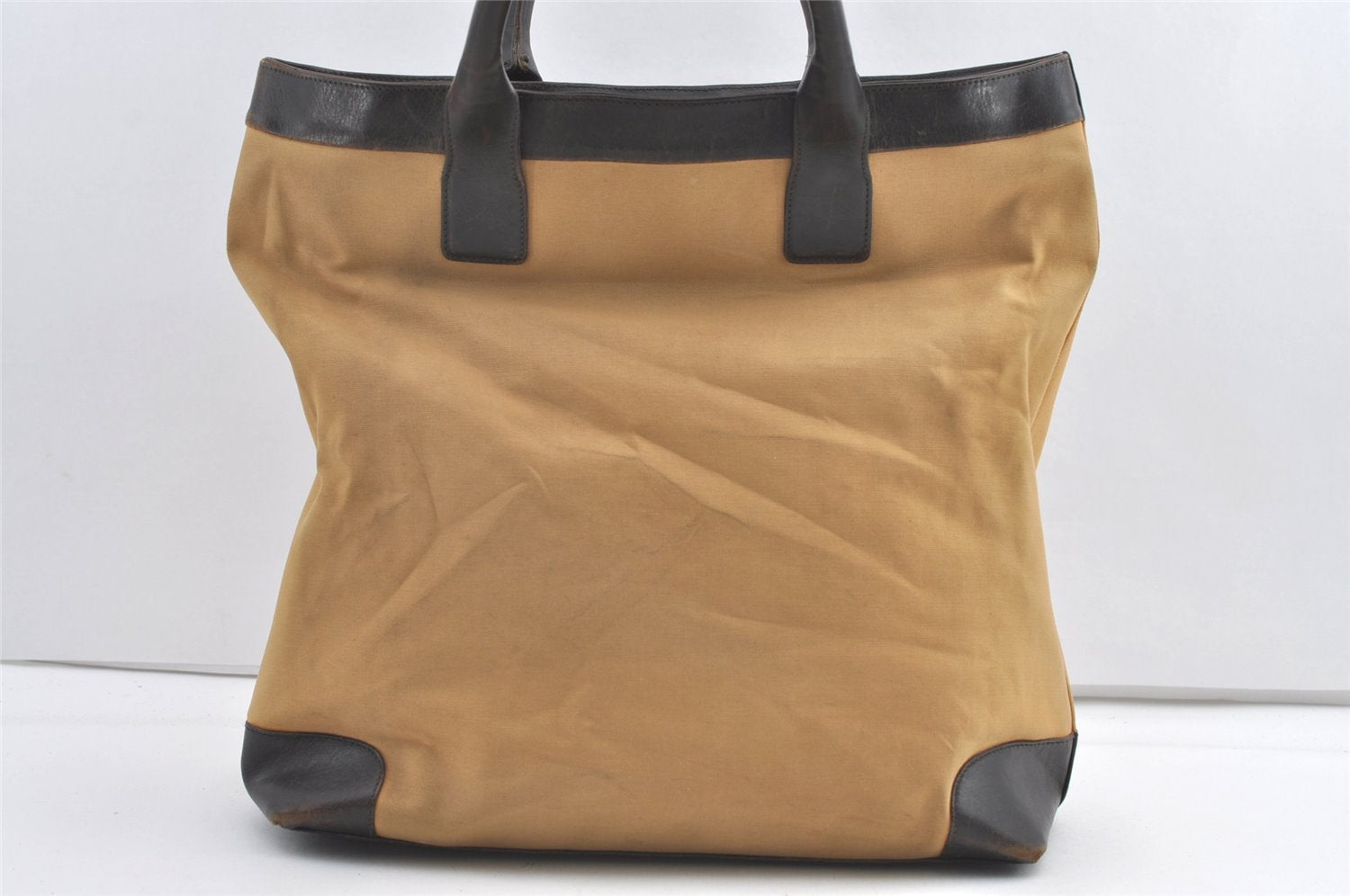 Authentic GUCCI Web Sherry Line Tote Bag Canvas Leather 0021121 Beige 0547K