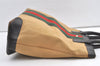 Authentic GUCCI Web Sherry Line Tote Bag Canvas Leather 0021121 Beige 0547K