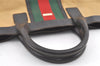 Authentic GUCCI Web Sherry Line Tote Bag Canvas Leather 0021121 Beige 0547K