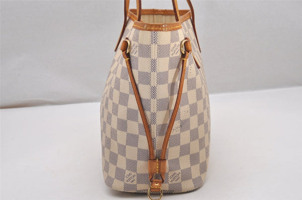 Authentic Louis Vuitton Damier Azur Neverfull PM Tote Bag N51110 LV 0549J