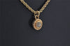 Authentic Christian Dior Gold Tone Chain Rhinestone Pendant Necklace CD 0551K