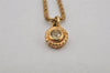 Authentic Christian Dior Gold Tone Chain Rhinestone Pendant Necklace CD 0551K