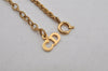 Authentic Christian Dior Gold Tone Chain Rhinestone Pendant Necklace CD 0551K