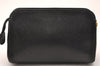 Authentic CHANEL Caviar Skin CC Logo Cosmetic Pouch Purse Black Junk 0552J