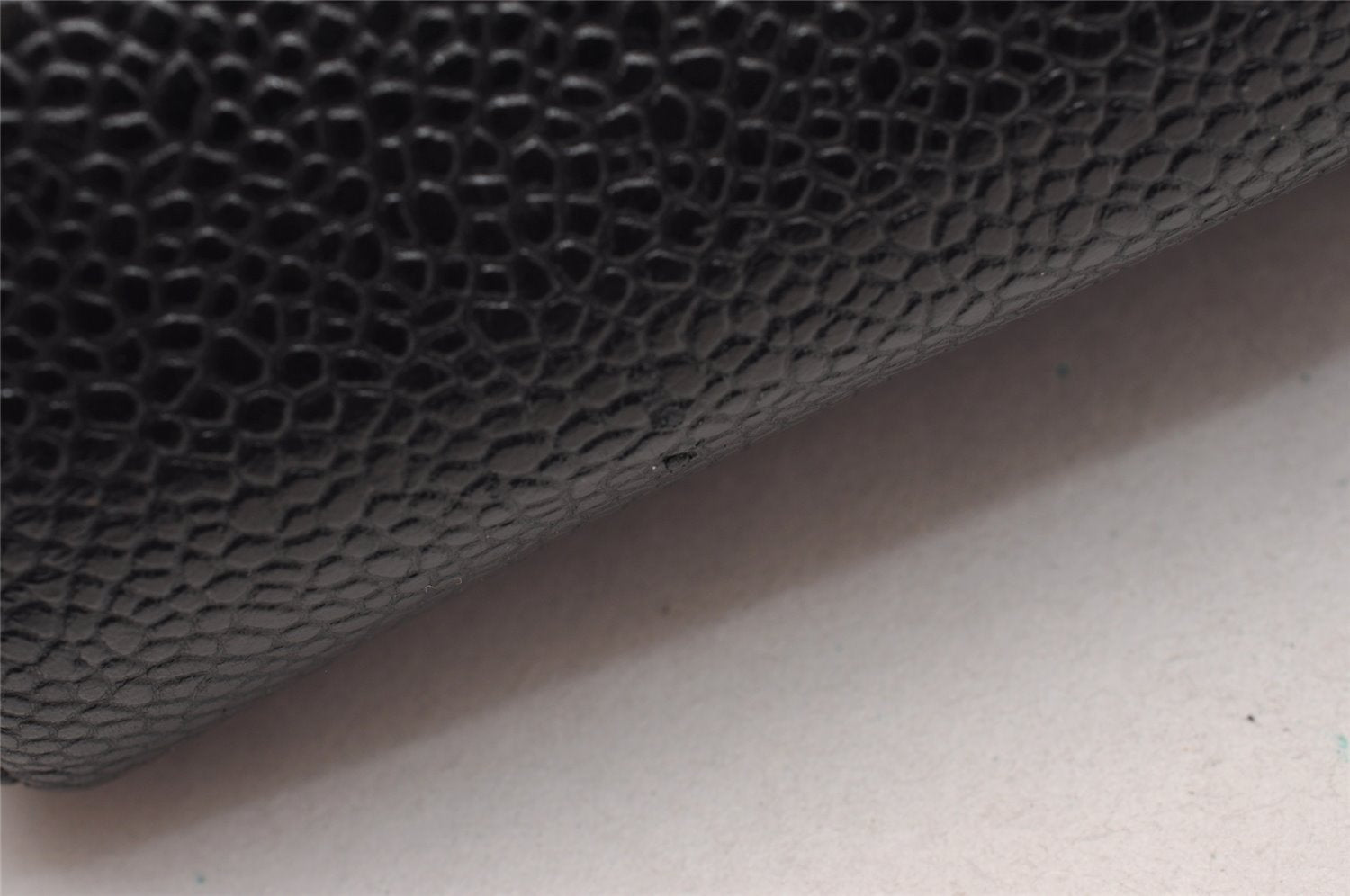 Authentic CHANEL Caviar Skin CC Logo Cosmetic Pouch Purse Black Junk 0552J