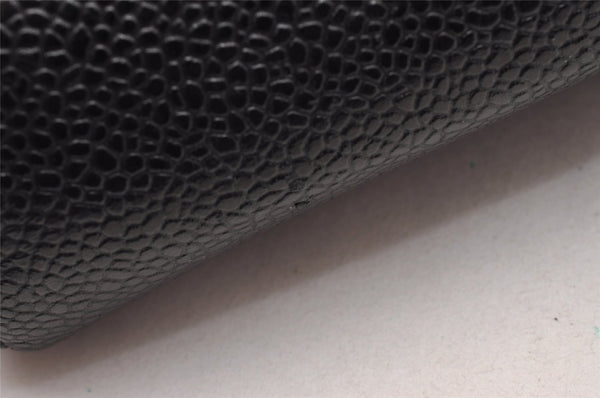 Authentic CHANEL Caviar Skin CC Logo Cosmetic Pouch Purse Black Junk 0552J